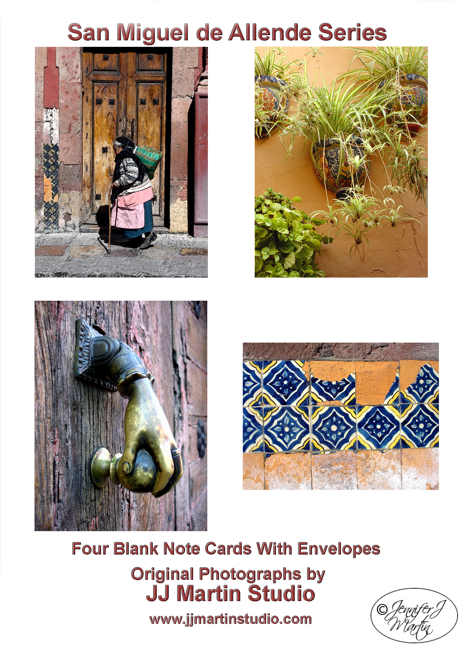 San Miguel de Allende Series (Old Woman Walking) - 4 Card Set